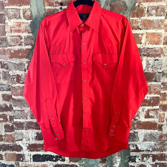 VTG Dickson Jenkins Fort Worth TX Western Pearl Snap Red. Shirt M 21x30 - Picture 2 of 4